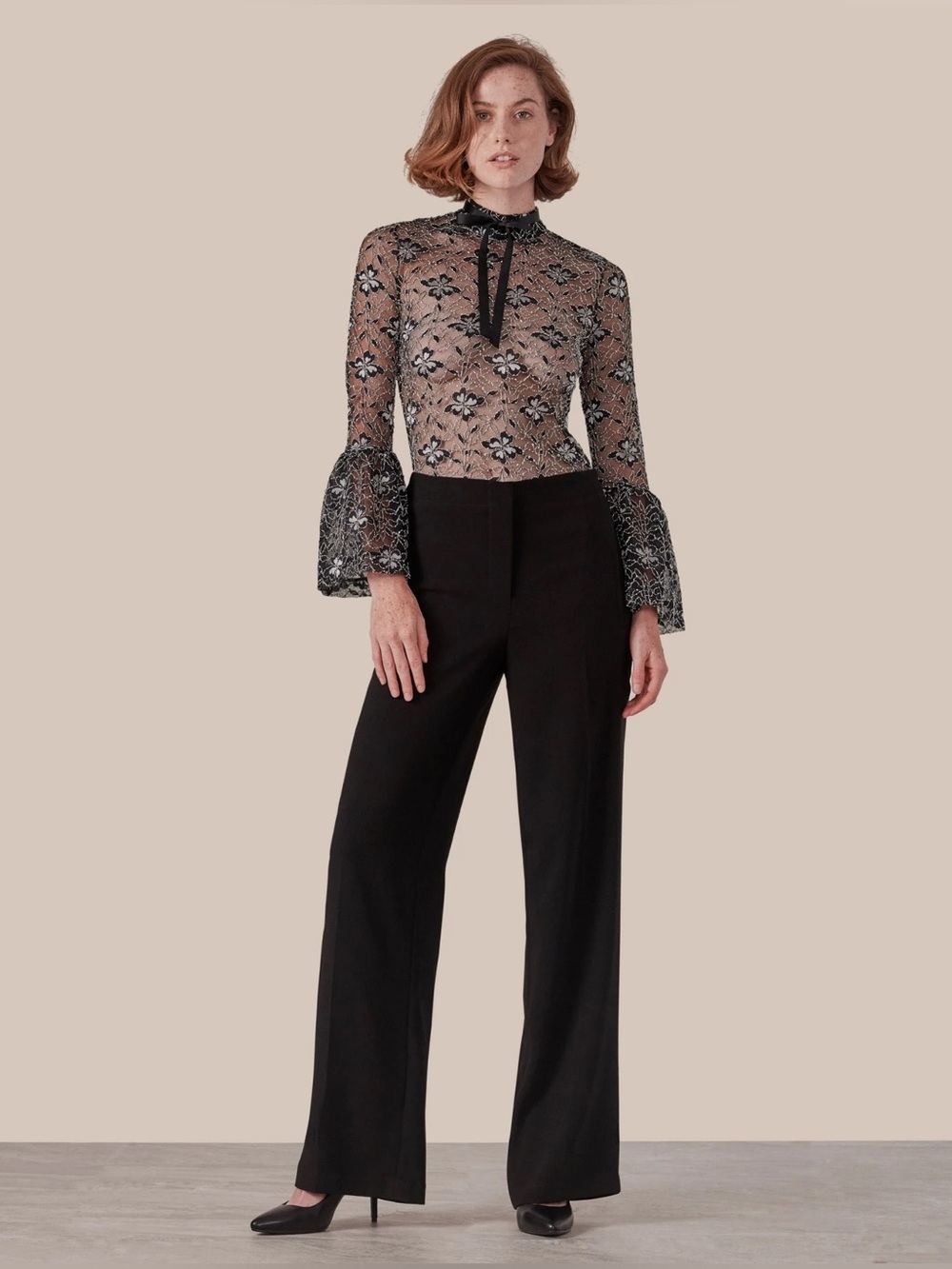Anne Fontaine Sheer Black Lace Top Laurine Victorian Goth Romantic FR 42 US 10 - Picture 4 of 14